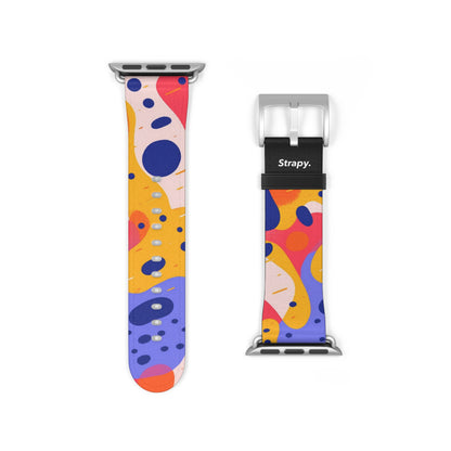 Abstract Art Pop Leopard Polka Dots Pattern - Leather Apple Watch Strap/Band