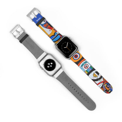 Abstract Eyes & Faces Picasso Style Pattern - Leather Apple Watch Strap/Band