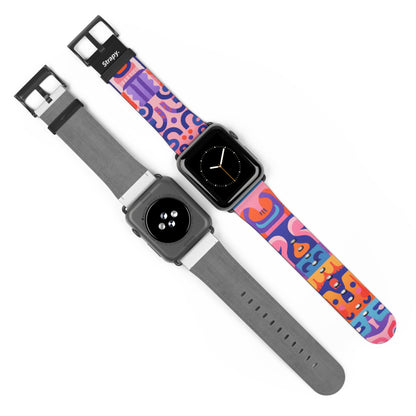 Motif de créatures pop d'art abstrait - Bracelet/Bande Apple Watch en cuir