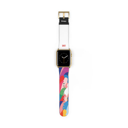 Abstract Love is Love Pride Pattern - Leather Apple Watch Strap/Band