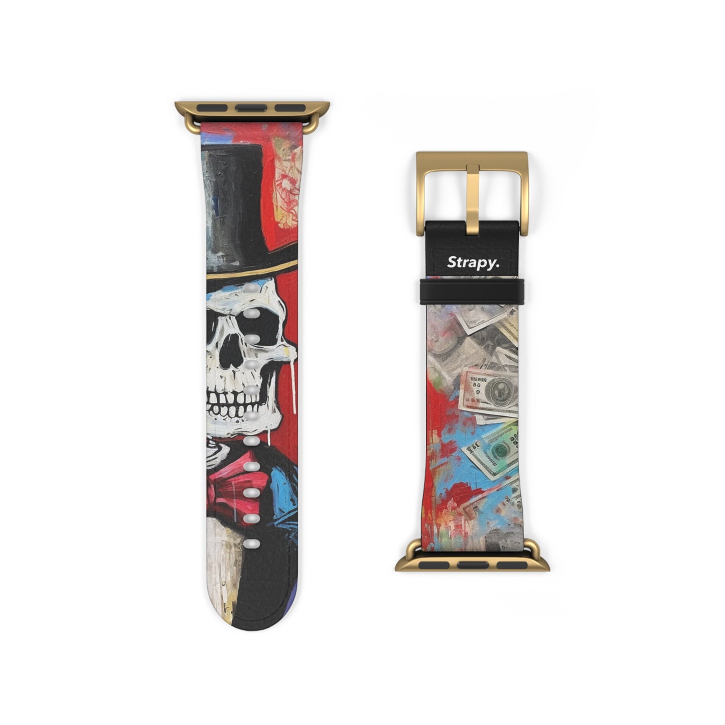 Art Pop Alec Monopoly Homage Tycoon Skull - Leather Apple Watch Strap/Band