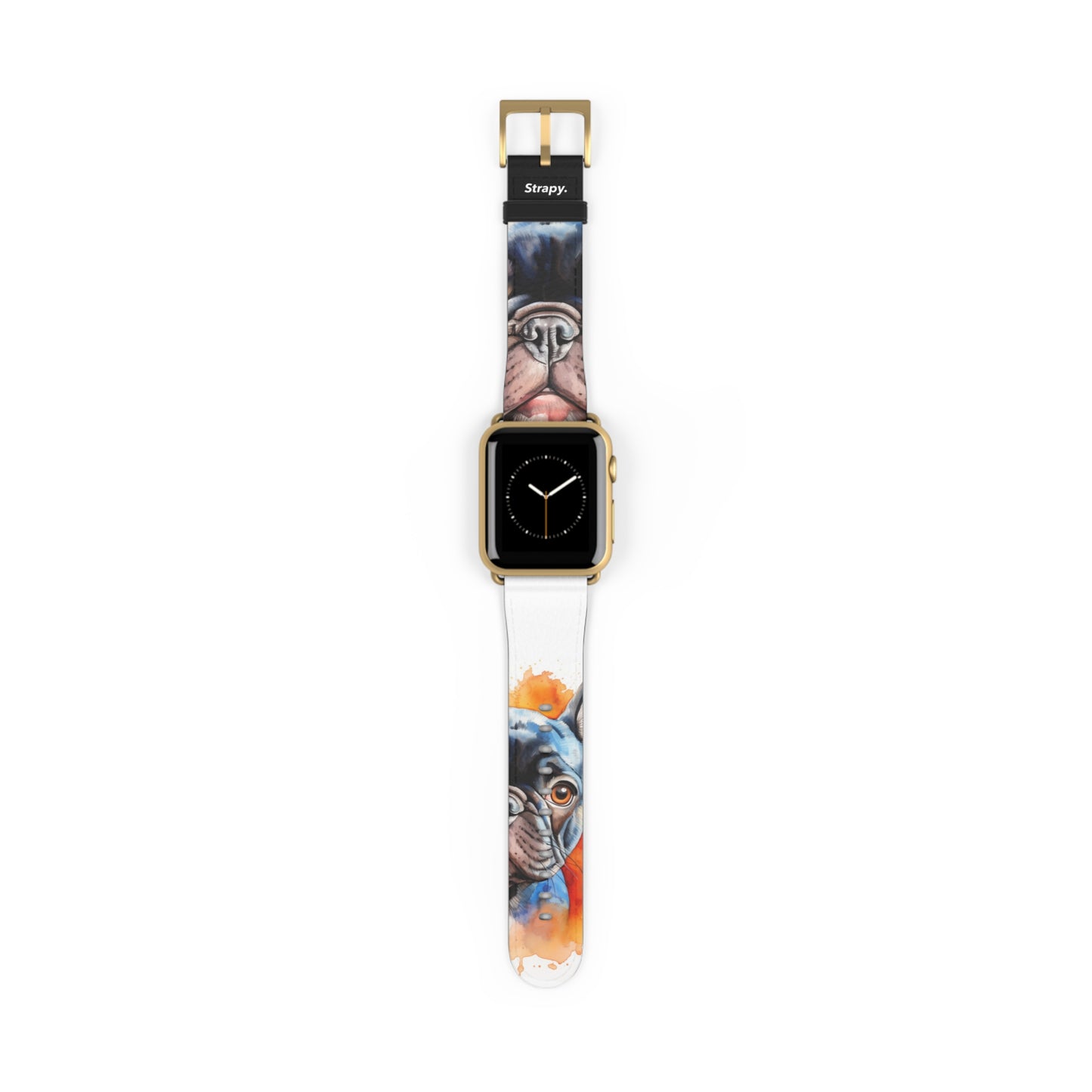 Aquarela French Bulldog Love - Bracelet/Bande Apple Watch en cuir