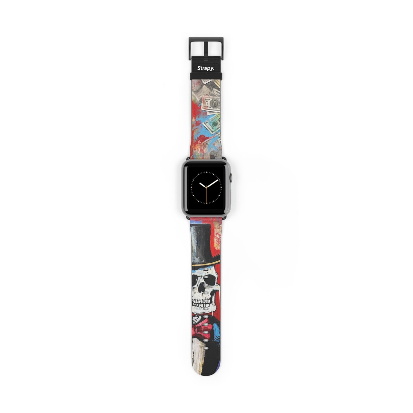 Art Pop Alec Monopoly Homage Tycoon Skull – Apple Watch Armband/Band aus Leder