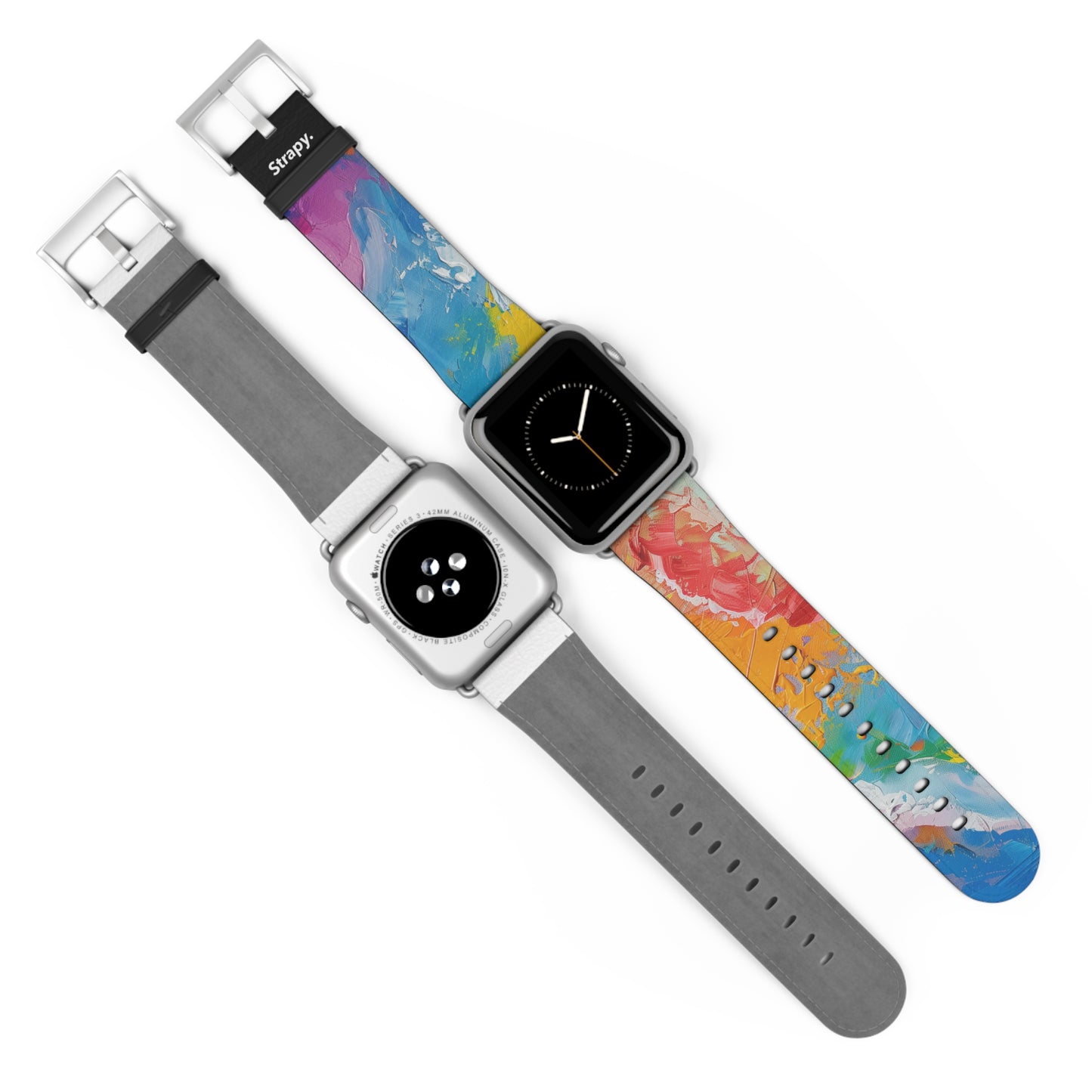 Rainbow Pride Contemporary Acrylic Abstract Pattern Leather Apple Watch Band