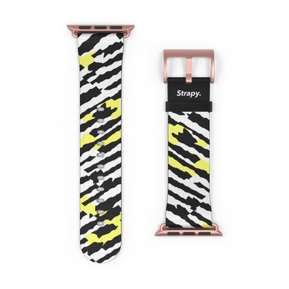 Digital Zebra Leopard Abstact Pattern Leather Apple Watch Band