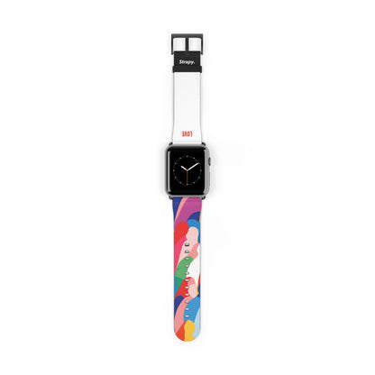 Abstraktes Love is Love Pride-Muster – Apple-Watch-Armband/Armband aus Leder