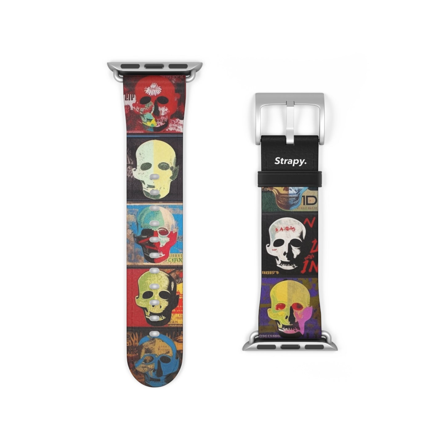 Art Pop Alec Monopoly Homage Head Skulls - Leather Apple Watch Strap/Band