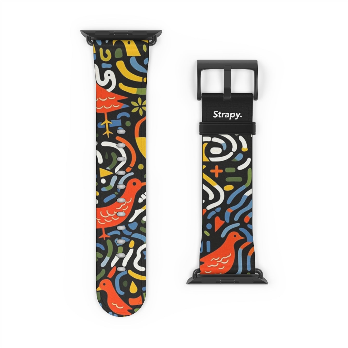 Abstract Art Pop Mikado Pheasant Bird Pattern - Leather Apple Watch Strap/Band