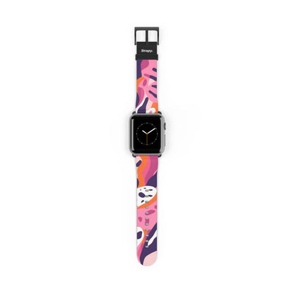 Motif Léopard Femme Minimaliste Abstrait - Bracelet/Bande Apple Watch en cuir