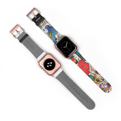 Abstrakte Surrealismus-Aquarell-Träume – Apple-Watch-Armband/Armband aus Leder