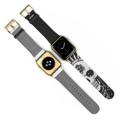 Kitsch Vintage Metal Skull God Fashionista Leather Apple Watch Band