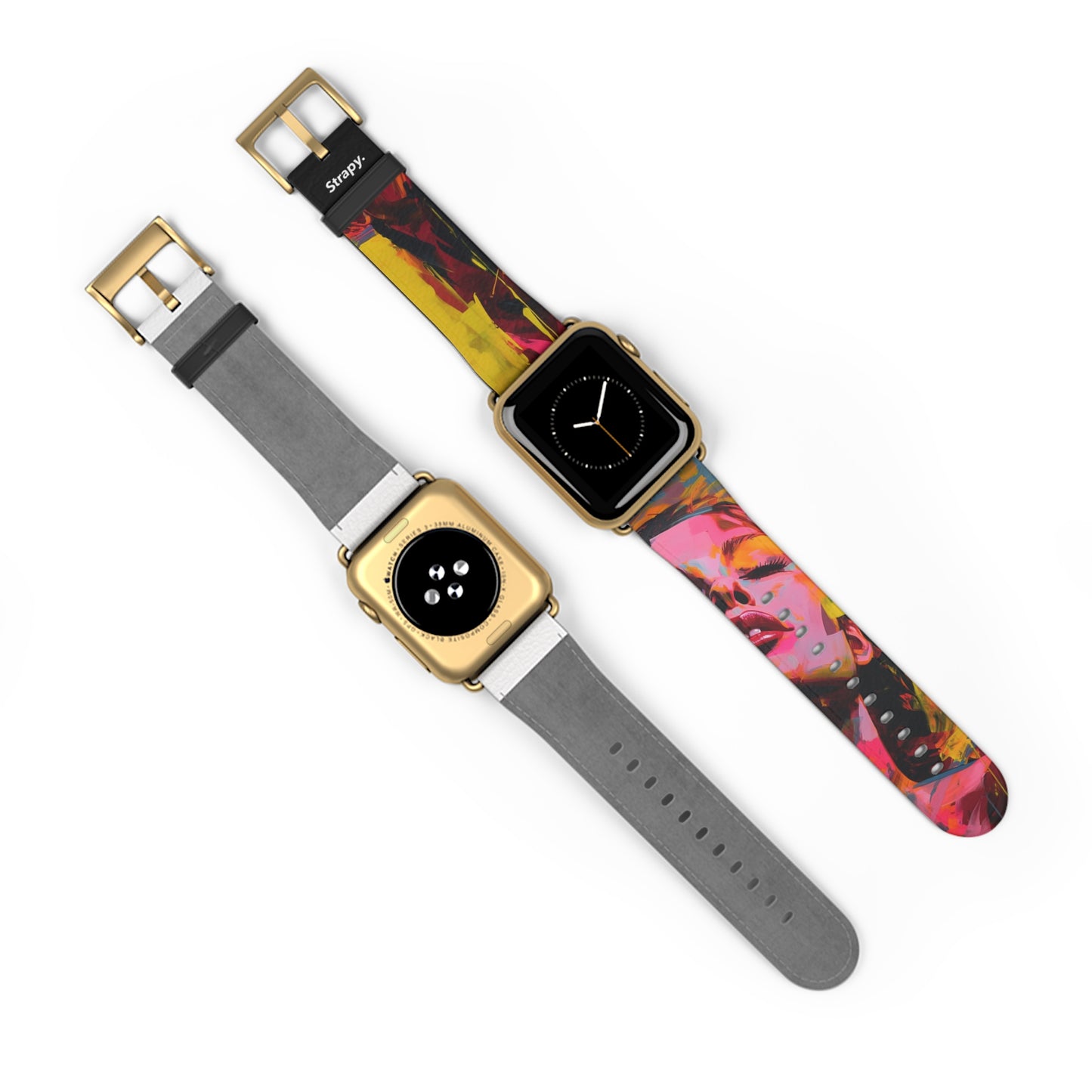 Art Pop Françoise Nielly Hommage Schließen Sie Ihre Augen – Apple Watch Armband/Band aus Leder