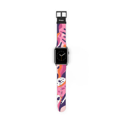 Motif Léopard Femme Minimaliste Abstrait - Bracelet/Bande Apple Watch en cuir