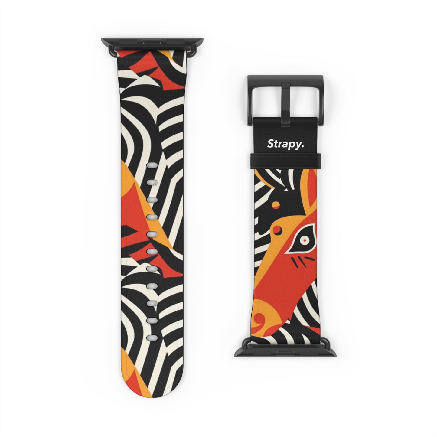 Abstract Zebra Picasso Style Pattern - Leather Apple Watch Strap/Band