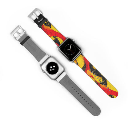 Surreal Art Pop Fire Snake Pattern - Bracelet/Bande Apple Watch en cuir