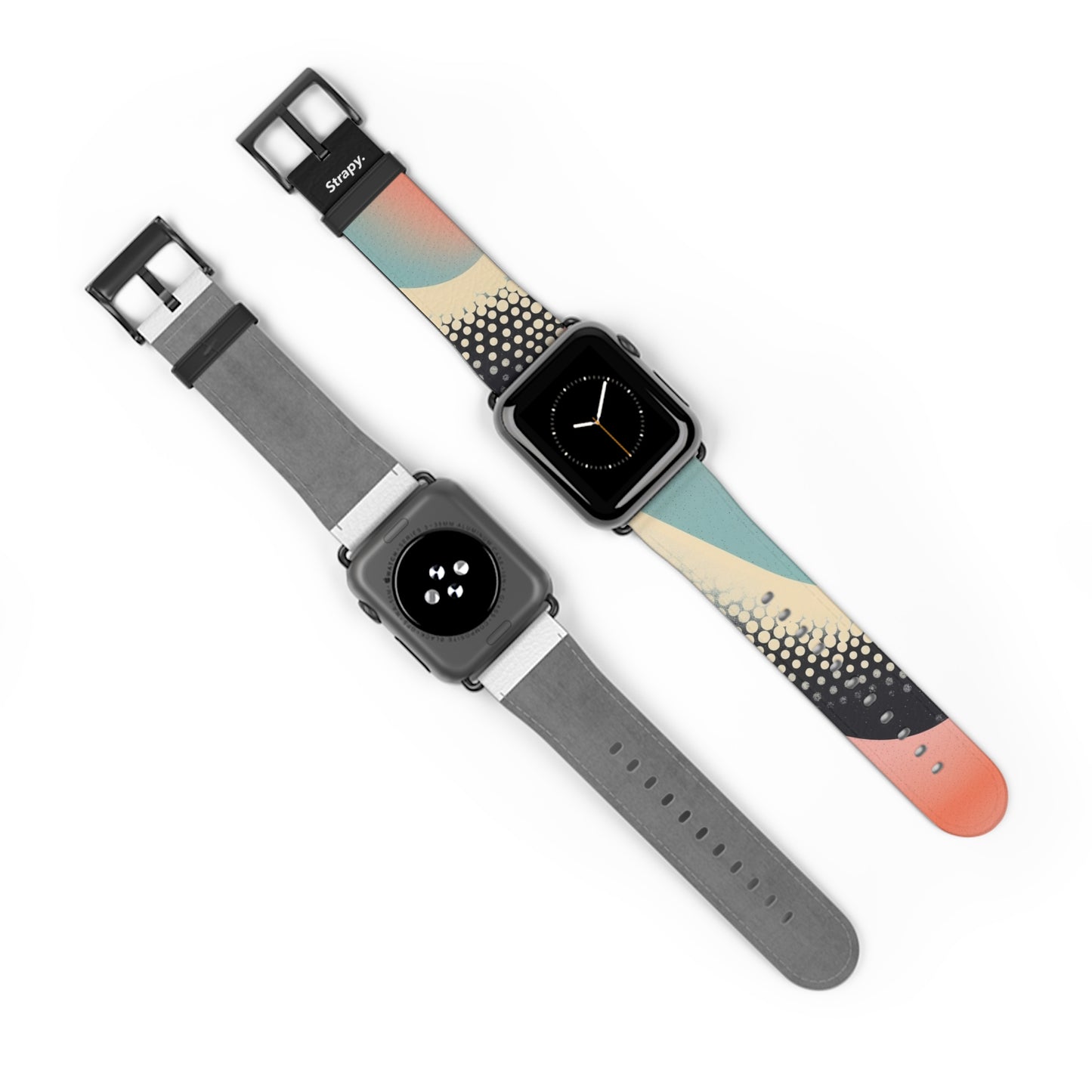 Motif serpent à pois pastel risographe abstrait - Bracelet/Bande Apple Watch en cuir