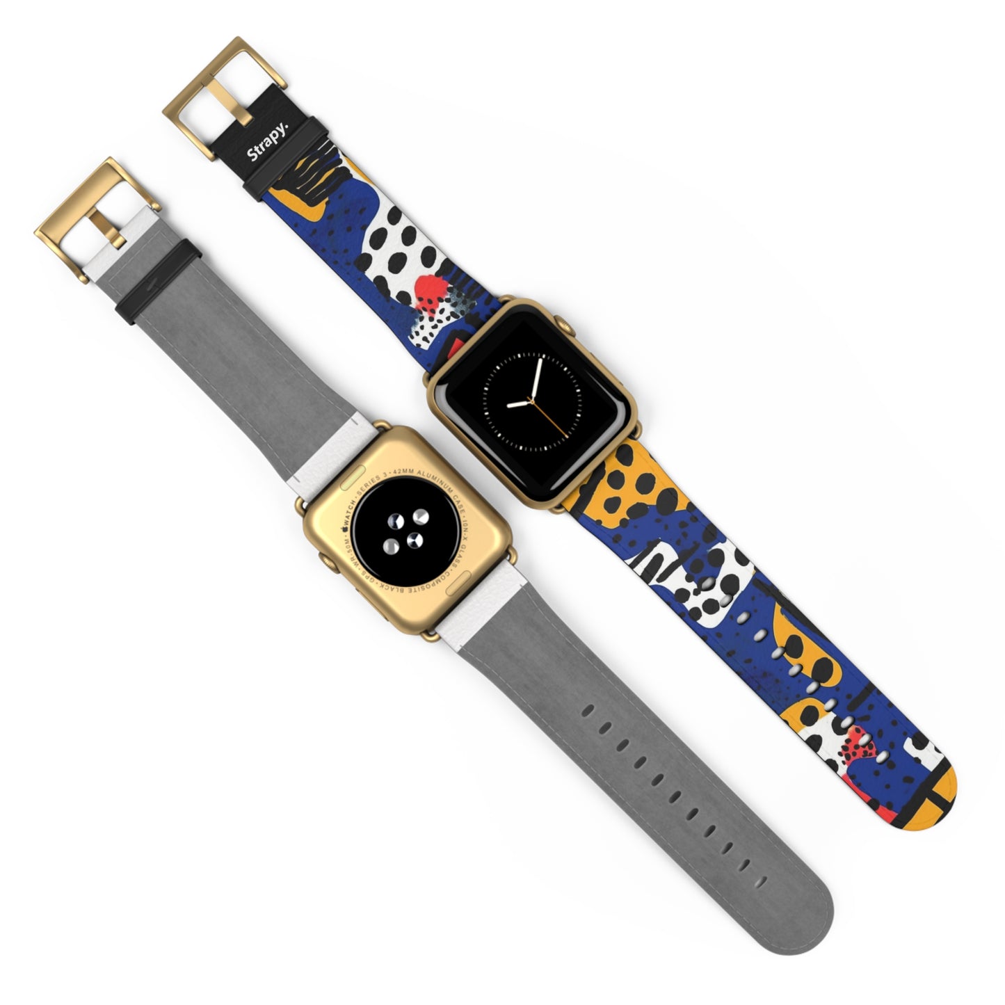 Motif abstrait de style Picasso zèbres et léopards - Bracelet/Bande Apple Watch en cuir