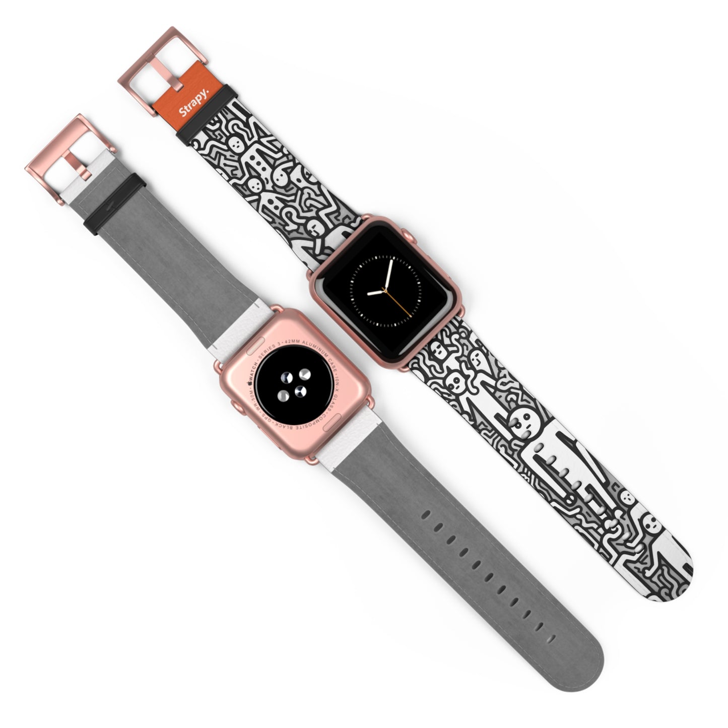 Geometric Abstract Humans Bold Lines Pattern - Leather Apple Watch Strap/Band