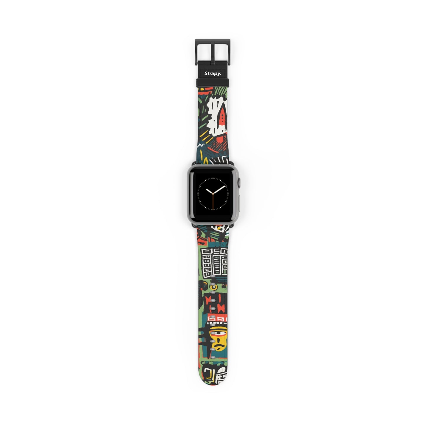 Abstract For The Culture Geometrisches Muster im Basquiat-Stil – Apple-Watch-Armband/Armband aus Leder