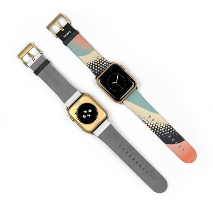 Motif serpent à pois pastel risographe abstrait - Bracelet/Bande Apple Watch en cuir