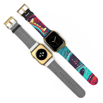 Art Pop King Kong - Bracelet/Bande Apple Watch en cuir