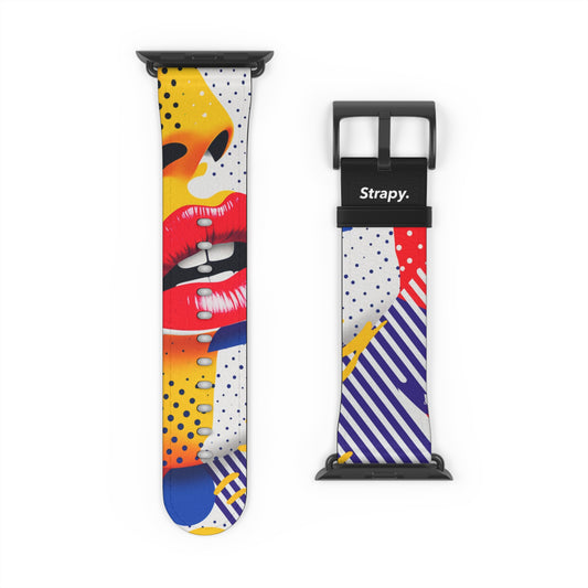 Art Pop Lichtenstein Homage Lips - Leather Apple Watch Strap/Band