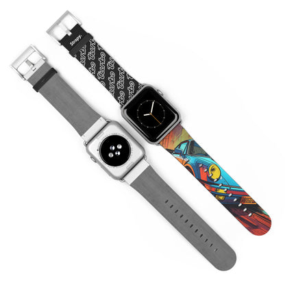 Art Pop Comic Porsche 911 Turbo Homage Leather Apple Watch Band