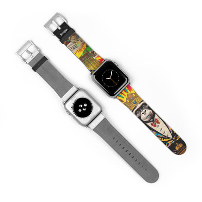 Art Pop Alec Monopoly Homage King Monkey - Leather Apple Watch Strap/Band