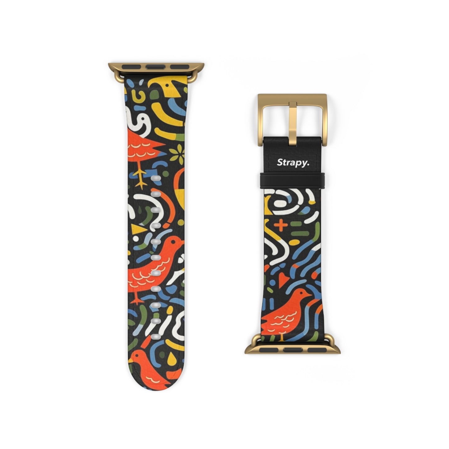 Abstract Art Pop Mikado Pheasant Bird Pattern - Leather Apple Watch Strap/Band