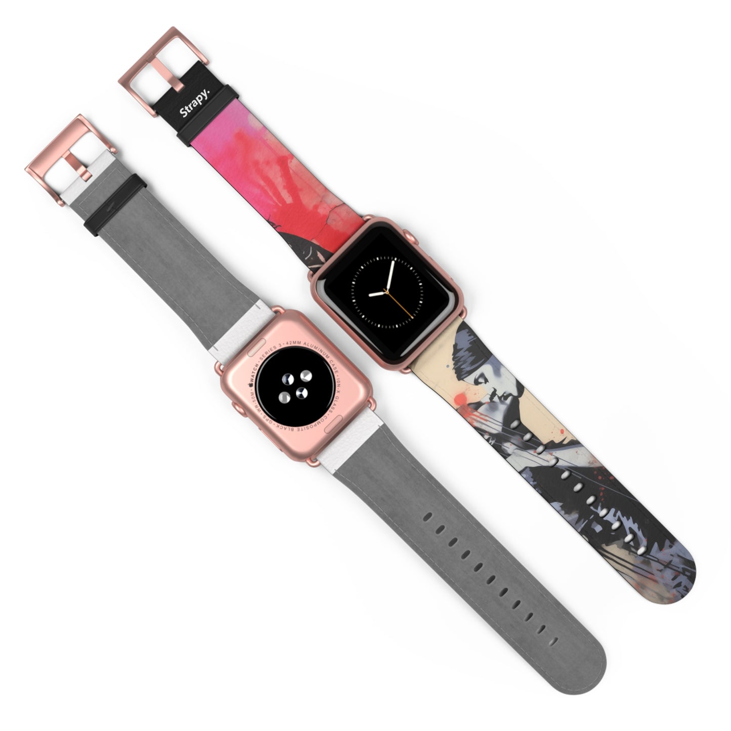 Pochoir Love is Love (She/Her/Ils) Pride - Bracelet/Bande Apple Watch en cuir