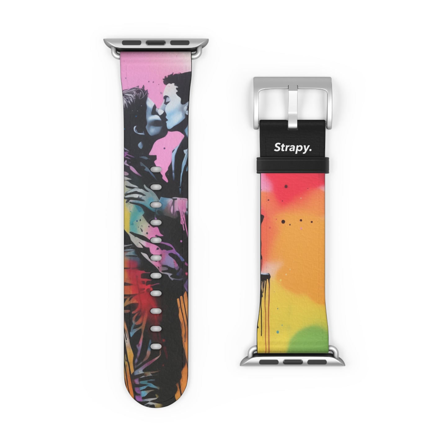 Stencil Love is Love (He/Him/They) Pride - Leather Apple Watch Strap/Band