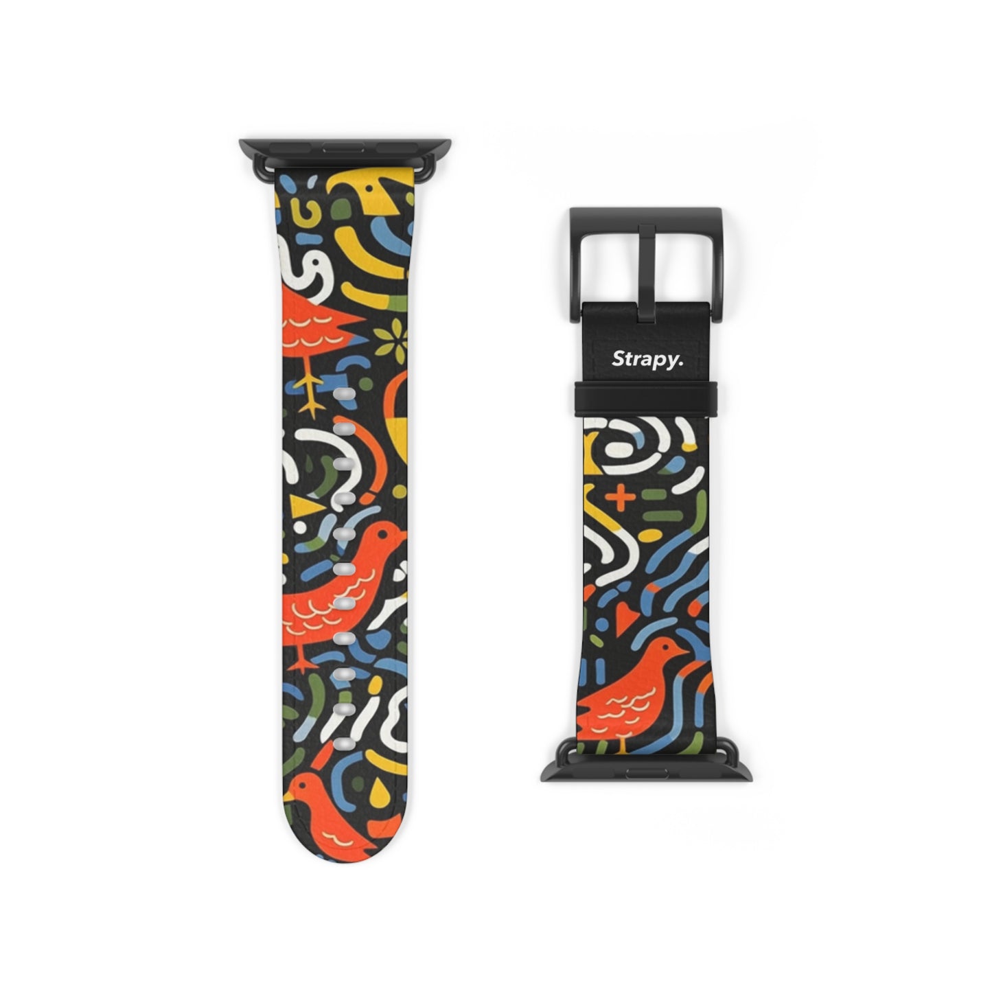 Abstract Art Pop Mikado Pheasant Bird Pattern - Leather Apple Watch Strap/Band