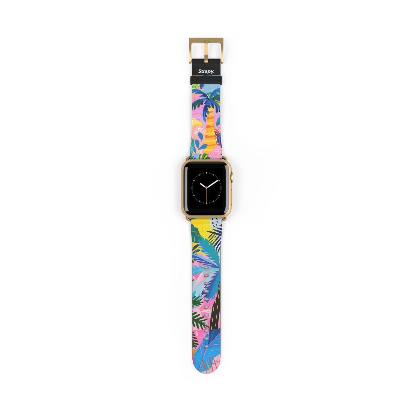 Summer Beach Palms Contemporary Pattern Leather Apple Watch Band