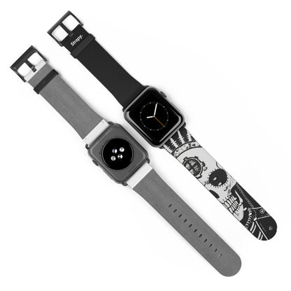 Kitsch Vintage Metal Skull God Fashionista Leather Apple Watch Band