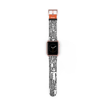 Motif de lignes audacieuses humaines abstraites géométriques - Bracelet/Bande Apple Watch en cuir