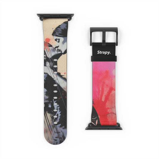 Stencil Love is Love (She/Her/They) Pride - Leather Apple Watch Strap/Band