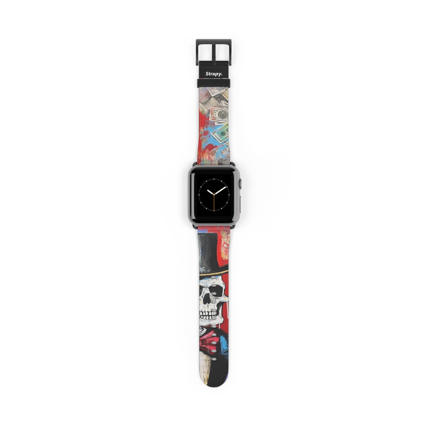 Art Pop Alec Monopoly Homage Tycoon Skull - Leather Apple Watch Strap/Band