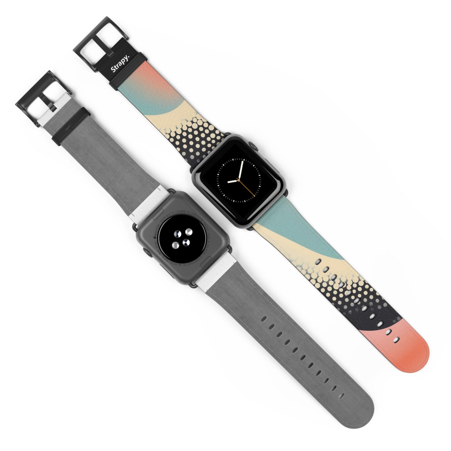 Motif serpent à pois pastel risographe abstrait - Bracelet/Bande Apple Watch en cuir