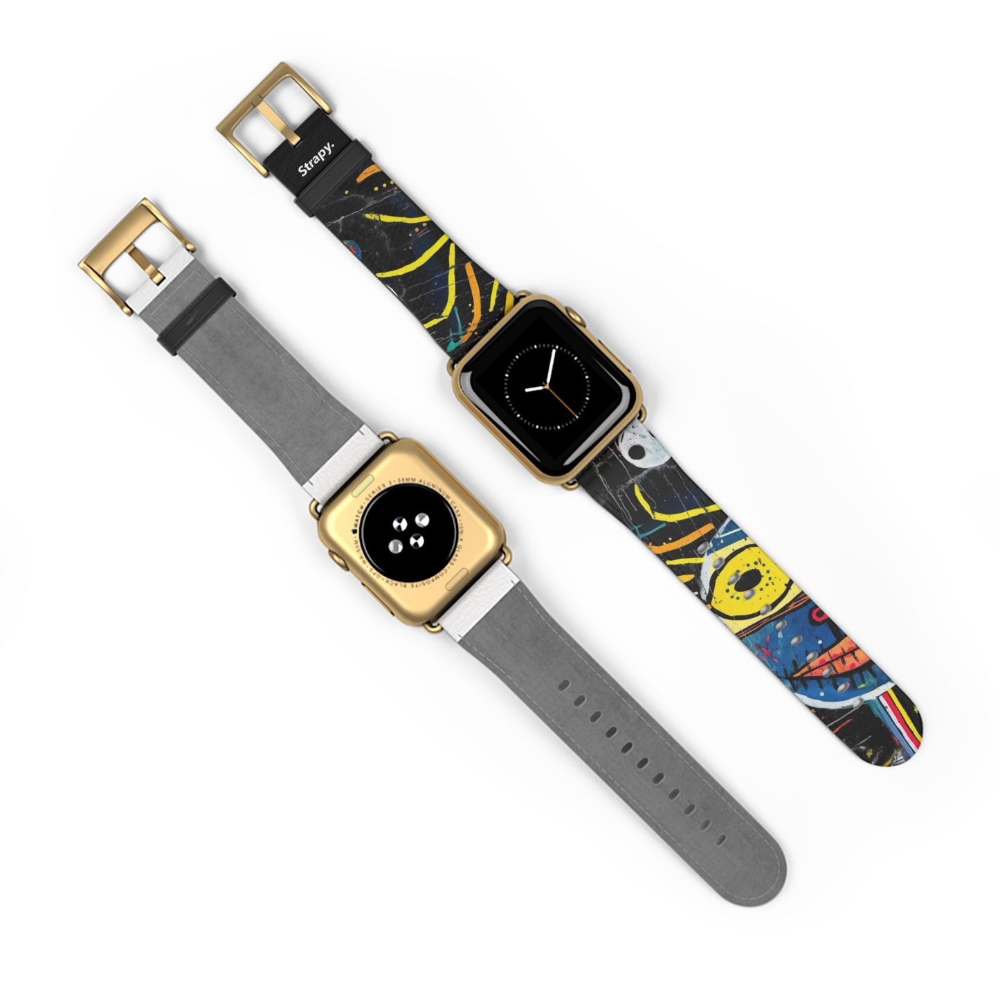 Style Basquiat humain abstrait - Bracelet/Bande Apple Watch en cuir