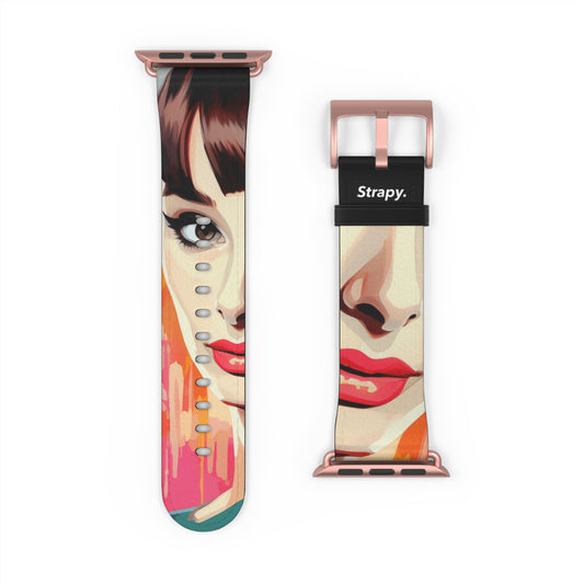 Art Pop Audrey Hepburn - Leather Apple Watch Strap/Band