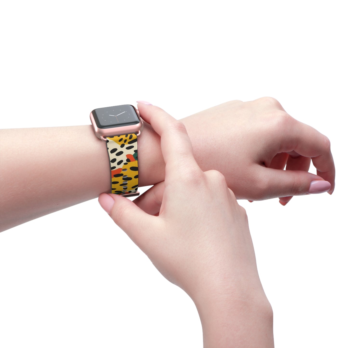 Abstraktes Leopardenmuster im Picasso-Stil – Lederarmband für die Apple Watch