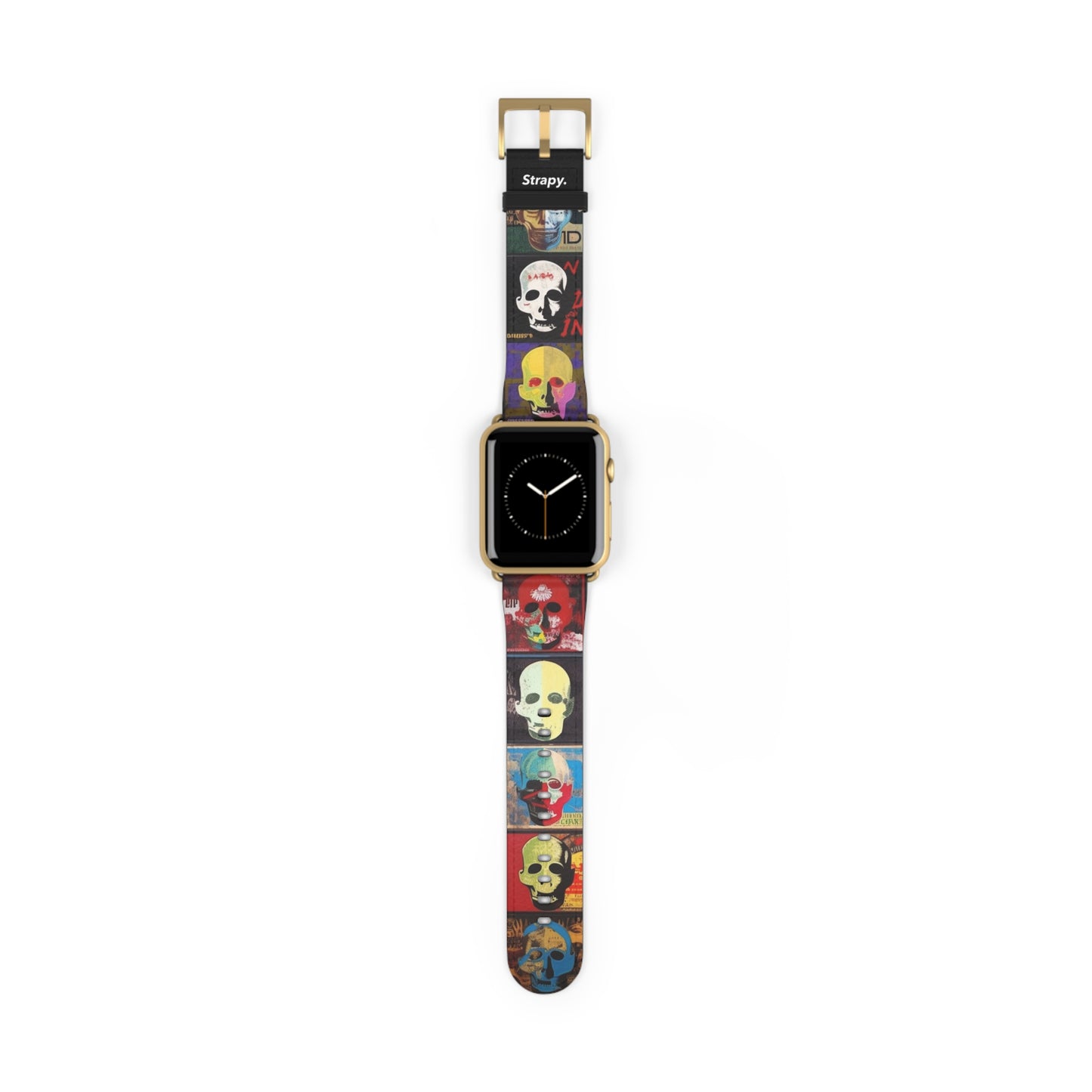 Art Pop Alec Monopoly Homage Head Skulls – Apple Watch Armband/Band aus Leder