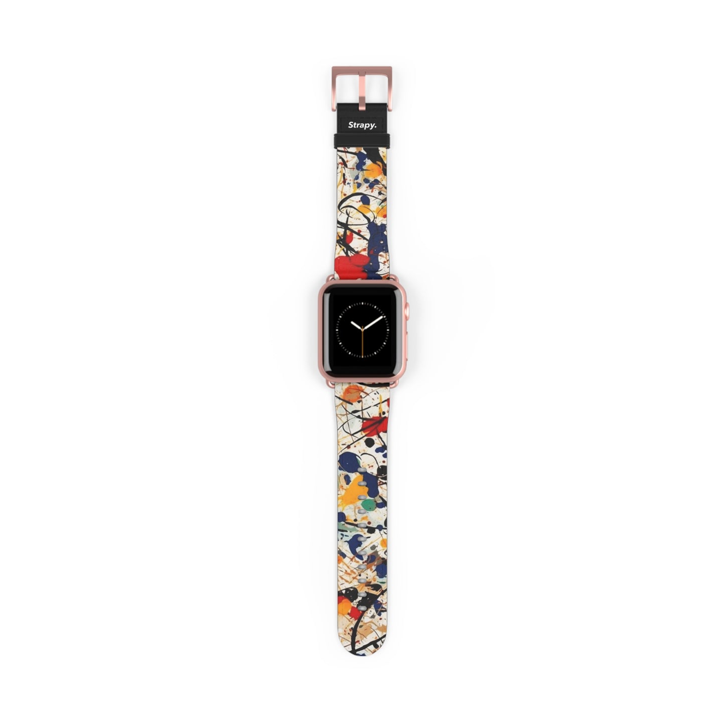 Spontanes abstraktes Jackson Pollock Homage Splatter Pattern – Lederarmband für die Apple Watch