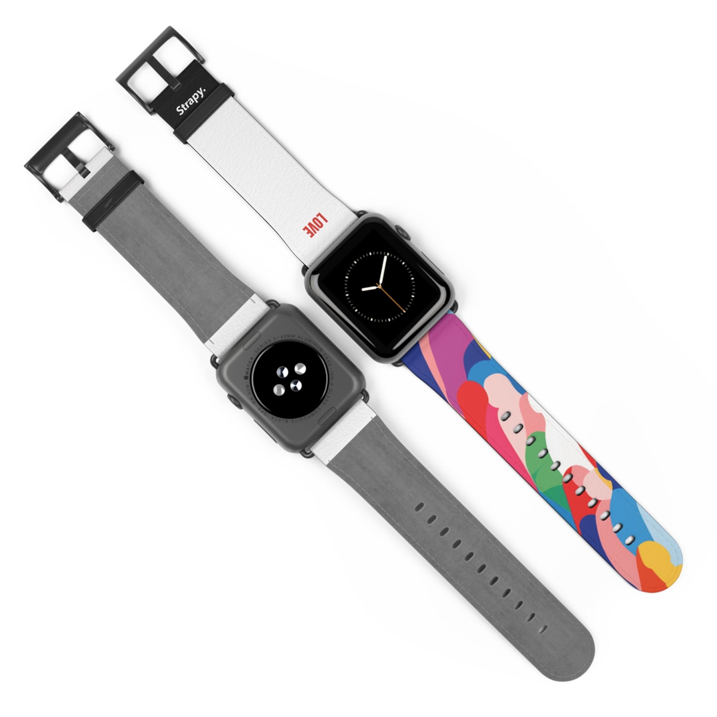 Abstraktes Love is Love Pride-Muster – Apple-Watch-Armband/Armband aus Leder