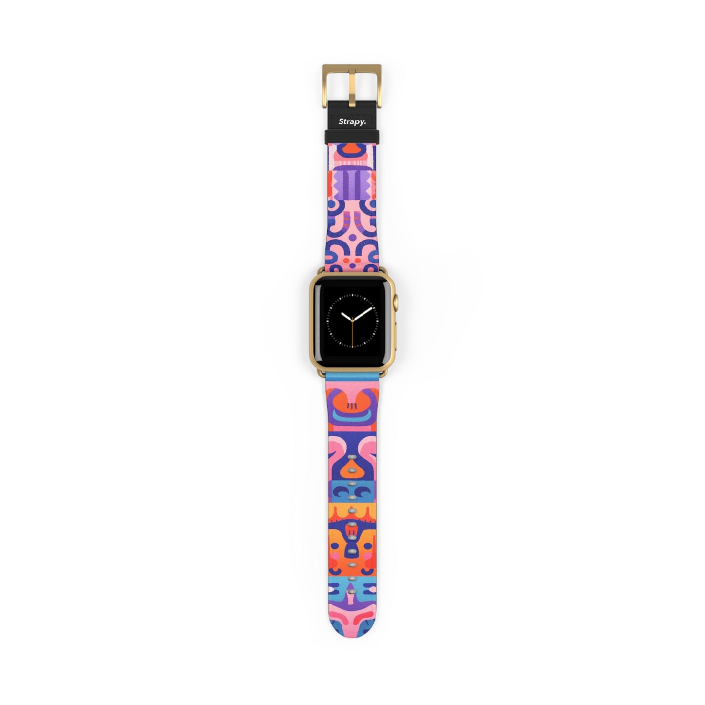 Abstract Art Pop Creatures Pattern - Leather Apple Watch Strap/Band