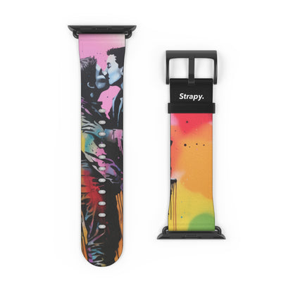 Stencil Love is Love (He/Him/They) Pride - Leather Apple Watch Strap/Band