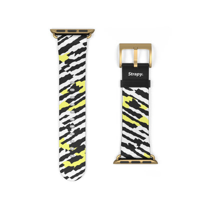 Digital Zebra Leopard Abstact Pattern Leather Apple Watch Band