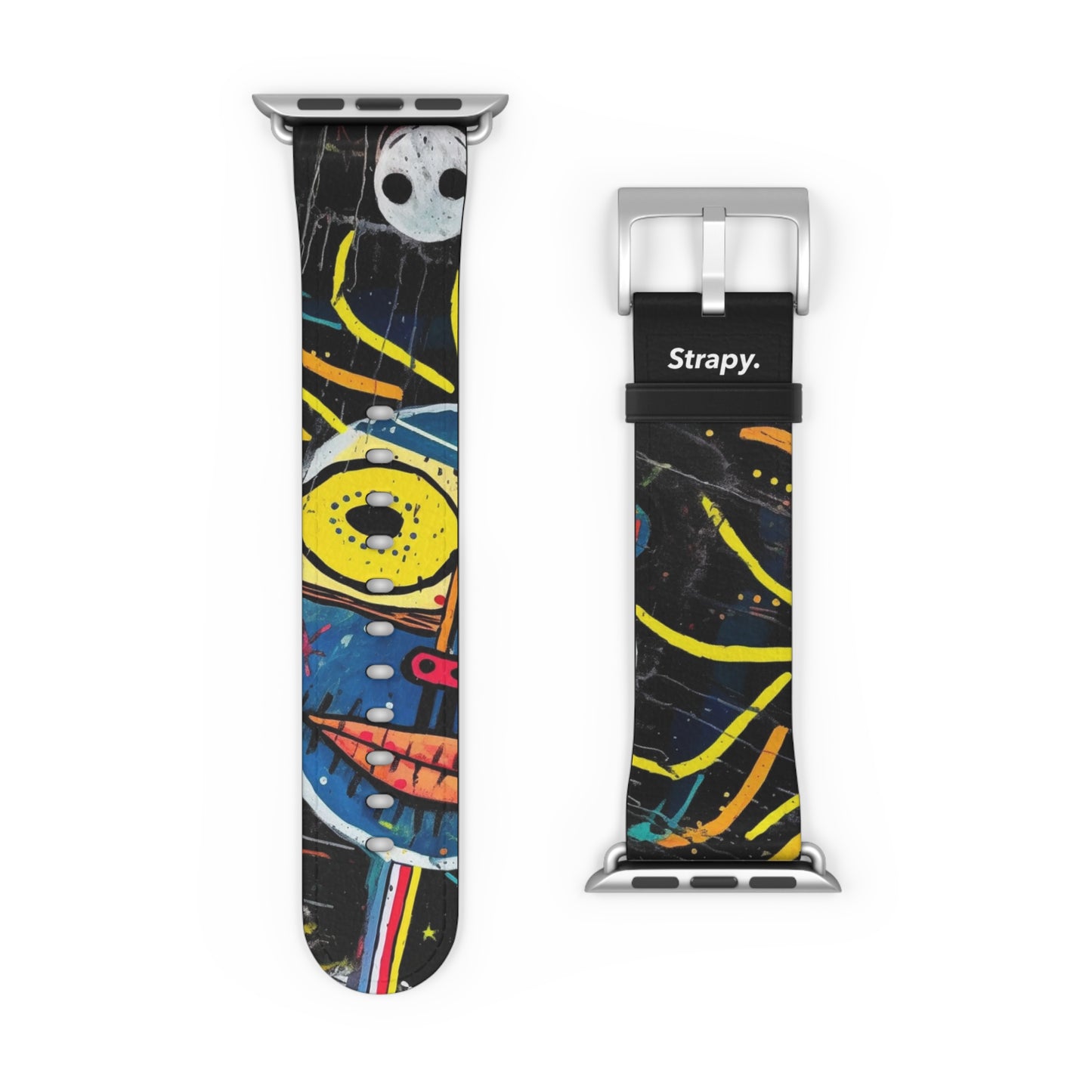 Abstract Human Basquiat Style - Leather Apple Watch Strap/Band