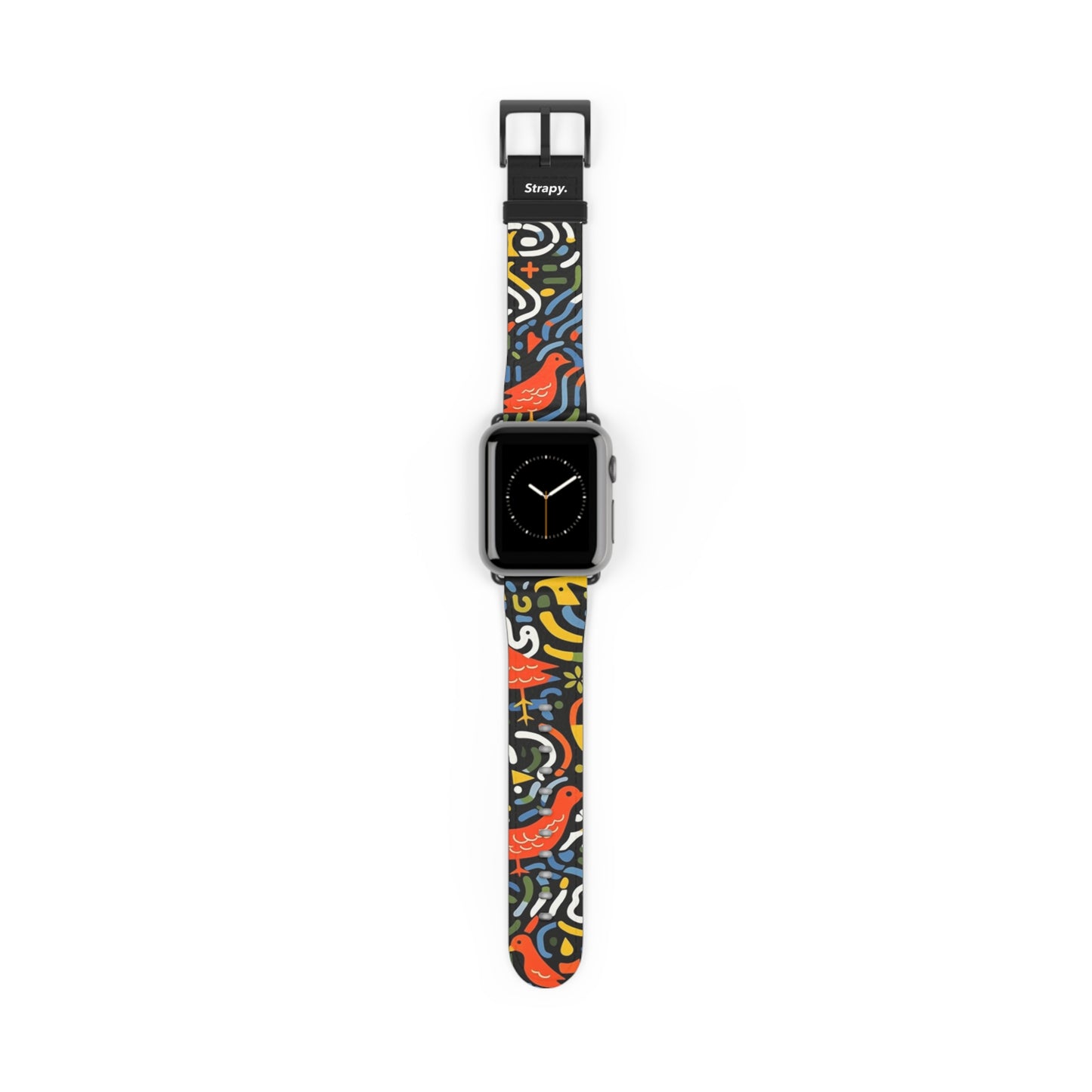 Abstraktes Kunst-Pop-Mikado-Fasan-Vogel-Muster – Apple-Watch-Armband/Armband aus Leder