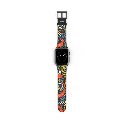 Abstract Art Pop Mikado Pheasant Bird Pattern - Leather Apple Watch Strap/Band